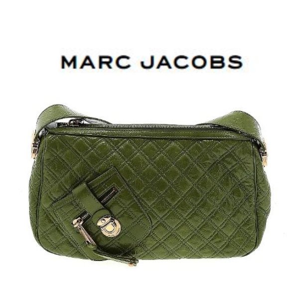 MARC JACOBS Green Leather Quilted Shoulder Bag Women's Purse - Picture 1 of 15